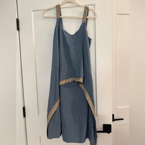 Elegant Blue and Tan Lauren Vidal Dress size S